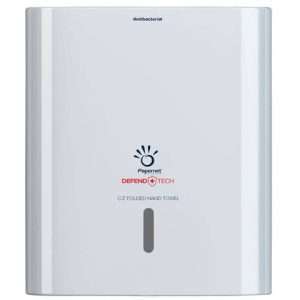Dispenser antibatterico con adattatore Papernet Defend Tech per asciugamani piegati a C e Z bianco - 33,6x30x14,5 cm