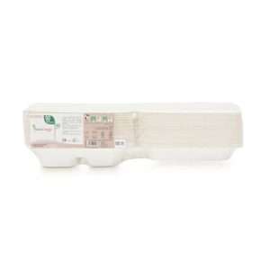 Box 3 scomparti bio-compostabili ecoCanny Take Away bianco 200x200x70 mm conf. 50 pz - ECO?HB08TRIS