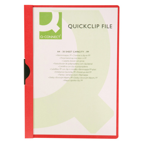 Cartellina con clip Q-Connect PVC 22x30,7 cm rosso KF00461