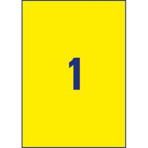 Etichette permanenti poliestere giallo Avery 210x297 mm - 1 et/foglio - per stampanti laser - cf. 20 fogli L6111-20