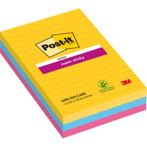 Foglietti Post-it® Super Sticky XXL Carnival a righe assortiti conf. 3 blocchetti da 90 ff - 4690-SS3CAR-EU