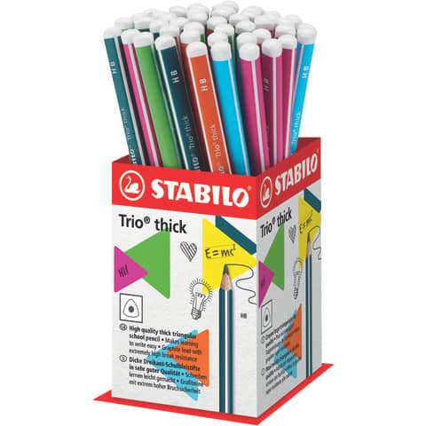 Espositore da banco 48 matite Stabilo Trio Thick HB - colori fusto assortiti 399/48-1HB