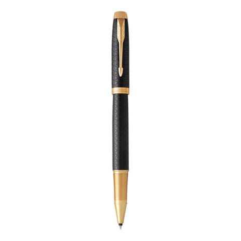 Penna roller Parker IM punta F inchiostro nero Premium Black GT 1931660