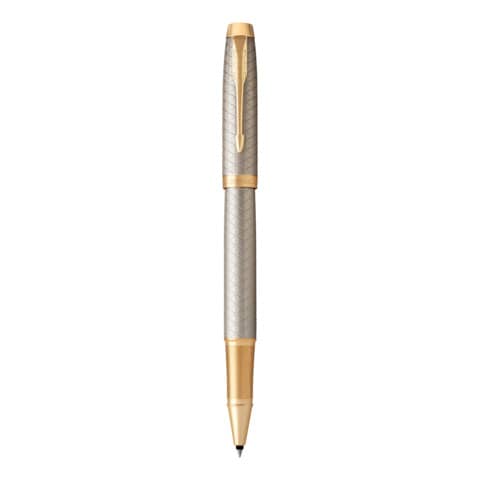 Penna roller Parker IM punta F inchiostro nero Premium Warm Silver GT - 1931686