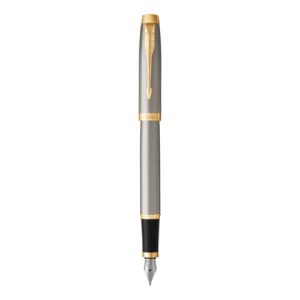 Penna stilografica Parker IM punta M inchiostro blu Brushed Metal GT - 1931656