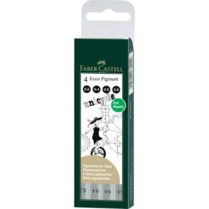 Penna punta in fibra Faber-Castell Ecco Pigment tinta pigmentata - punte assortite - conf. 4 pezzi - 167004