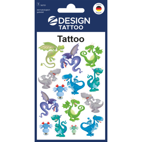 Tatuaggi Avery Kid assortiti - 1 foglio - draghi 56751