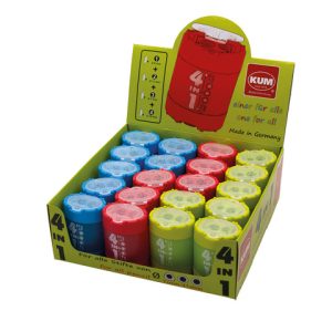 Espositore 20 temperamatite 4 in 1 Kum con ampio serbatoio - colori assortiti K1028321