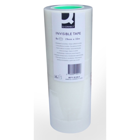 Nastro adesivo in polipropilene opaco invisibile Q-Connect - torre da 8 pezzi - 19 mm x 33 m - KF15241