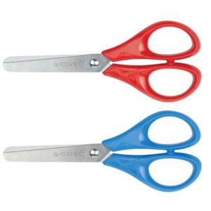 Forbici per découpage Q-Connect acciaio punta rotonda colori assortiti rosso e blu 13 cm - KF15295