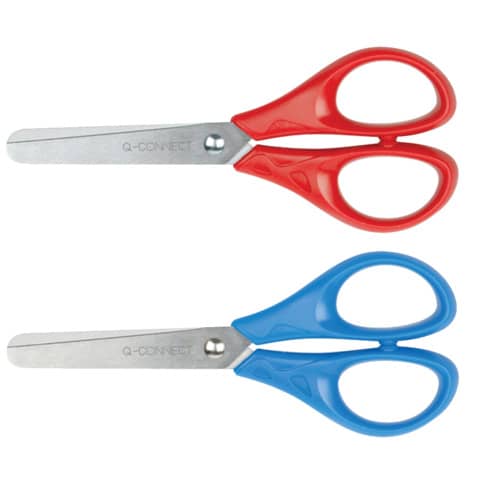 Forbici per découpage Q-Connect acciaio punta rotonda colori assortiti rosso e blu 13 cm - KF15295