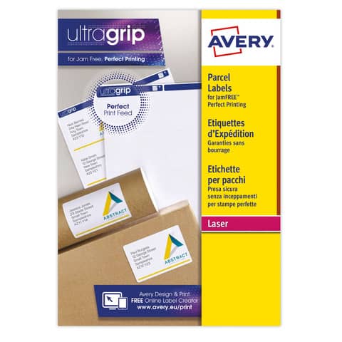 Etichette bianche per indirizzi AVERY Ultragrip? 99,1x57 mm - 10 et/foglio - stampanti laser - cf. 15 fogli L7173-15