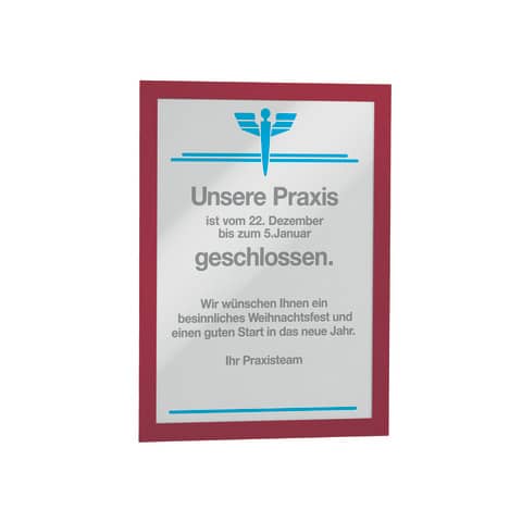 Cornice espositiva Durable Duraframe® A4 236x323 mm rosso - conf. 10 pz - 4882-03
