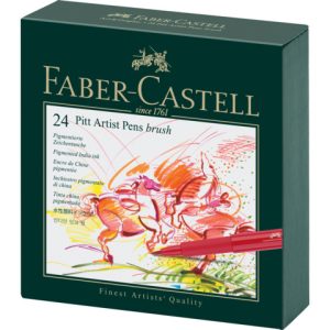 Penna inchiostro pigmentato Faber- Castell Pitt Artist Brush - colori assortiti - conf. 24 pezzi - 167147