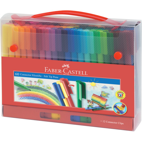 Valigetta in metallo Faber Castell con pennarelli Connector Pens conf. 60 pezzi - 155560