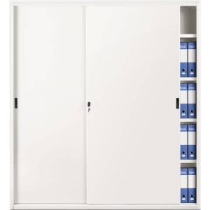 Armadio Tecnical 2 archivio a porte scorrevoli, dimensioni 180x45x200 (h) cm, portata ripiano 35 kg. Armadi in robusta lamiera d'acciaio, SPO 1° Scelta spess. 7-8/10°. Internamente corredato di unico vano con 4 piani predisposti per l'aggancio di cartelle sospese spostabili su cremagliere, mensoline con 3 punti di aggancio. Porte scorrevoli in sospensione con scorrimento su cuscinetti a sfera, parte inferiore scorrimento su binari ricavati direttamente sul fondo, chiusura porte mediante unica serratura a pulsante con chiavi in duplice copia, maniglie ad incastro in materiale antiurto nel colore Nero. I ripiani sono adatti accogliere le cartelle sospese di interasse 3 33 cm. Consegnati in kit di facile montaggio. Verniciatura a polvere epossipoliestere previo trattamento di decapaggio e fosfatazione a caldo.
