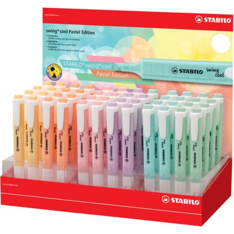 Espositore 48 evidenziatori Stabilo Swing Cool Pastel assortiti - 275/48-8-2