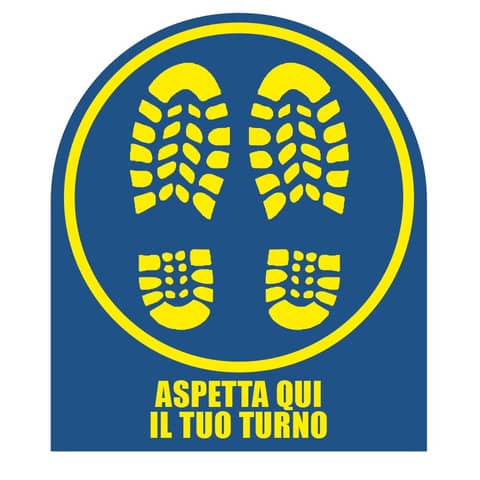 Adesivo segnaletico calpestabile Markin ''Aspetta qui il tuo turno'' in PVC 21x24,5 cm - Conf. 2 pezzi - X290COV-8