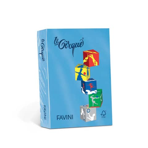 Carta colorata Favini Le Cirque A3 80 g/m² colori forti Azzurro Reale 204 - risma da 500 fogli - A71G353