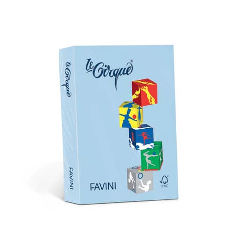 Carta colorata Favini Le Cirque A3 160  g/m² colori tenui Azzurro 106 - risma da 250 fogli - A747223