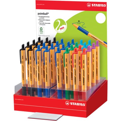 Espositore da banco 32 penne a sfera Stabilo Pointball - colori assortiti - 6030/32-1