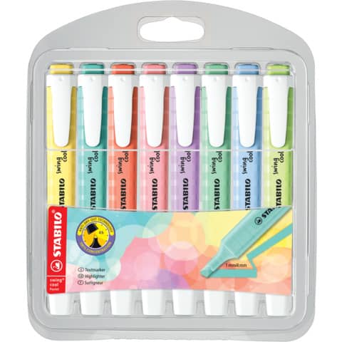 Evidenziatori Swing Cool WOW Stabilo conf. 8 colori assortiti Pastel 275/8-08-1