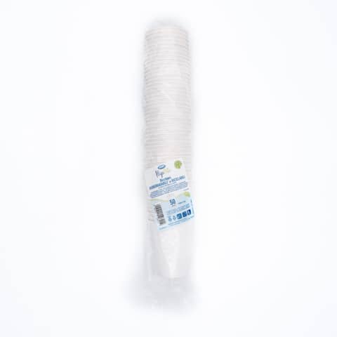 Bicchieri bianchi Bio in cartoncino PAP Ilip Fibraware 4,3gr - ø 80 mm 250ml/250 cc - Conf. 50 pezzi 61747