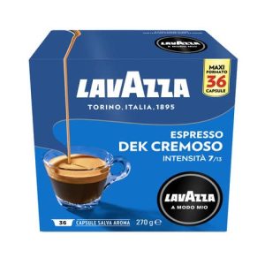 Caffè in cialde Lavazza Astuccio 36 capsule A Modo Mio Dek Cremoso 8272