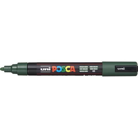 Marcatore a tempera Posca Uni-Ball punta tonda 1,8-2,5 mm verde inglese M PC5M VIN