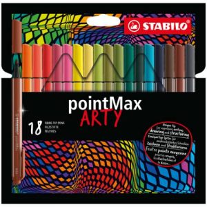 Pennarello Stabilo Point Max fineliner - punta nylon - colori assortiti - astuccio da 18 pezzi - 488/18-01