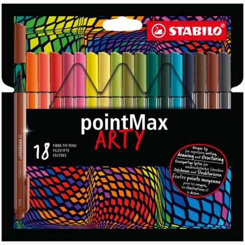 Pennarello Stabilo Point Max fineliner - punta nylon - colori assortiti - astuccio da 18 pezzi - 488/18-01
