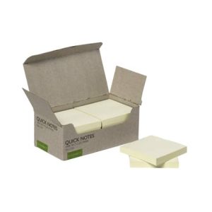 Foglietti riposizionabili riciclati Q-Connect gialli conf. 12 blocchetti da 100 fogli 76x76 mm - giallo - KF17321