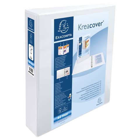 Raccoglitore Exacompta personalizzabile 4 anelli - bianco diametro anelli 40 mm - 51843E