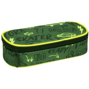 Astuccio ovalino small con cerniera Donau 21x5,5x10,5 cm - motivo New York verde - 322131085