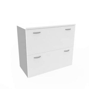 Armadio basso bianco con scocca trama antracite 90x45xH.81,5 cm con due classificatori estraibili Practika