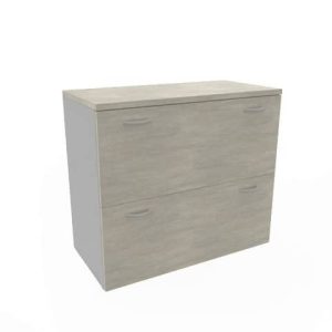 Armadio basso cemento con scocca trama antracite 90x45xH.81,5 cm con due classificatori estraibili Practika