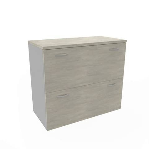 Armadio basso cemento con scocca trama antracite 90x45xH.81,5 cm con due classificatori estraibili Practika