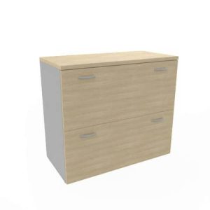 Armadio basso rovere con scocca trama antracite 90x45xH.81,5 cm con due classificatori estraibili Practika