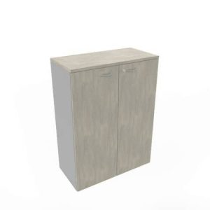 Armadio medio con ante battenti cemento scocca trama antracite 90x45xH.123,2 cm Practika Quadrifoglio - ECEM90M-CL-TA-CL