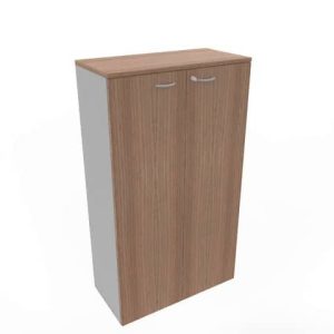 Armadio medio con ante noce canaletto scocca trama antracite 90x45xH.160 cm Practika Quadrifoglio - ECEL90L-NO-TA-NO