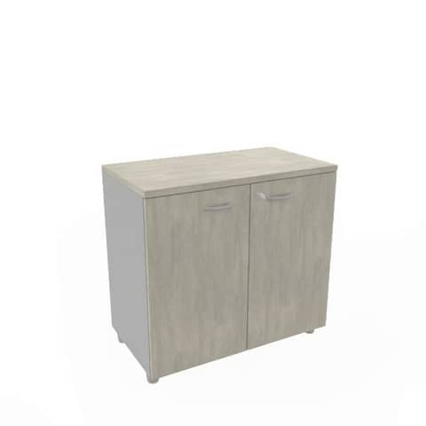 Armadio basso altezza scrivania ante cemento scocca antracite 80x45xH.73 cm Practika Quadrifoglio - ECEB80B-CL-TA-CL