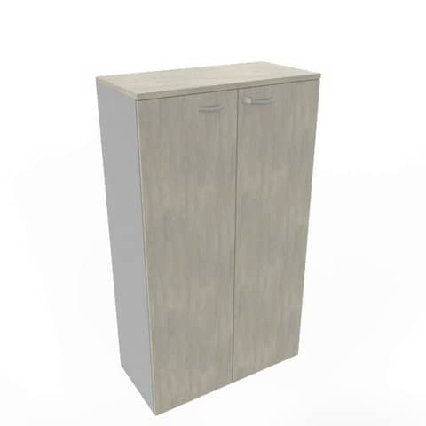 Armadio medio con ante battenti cemento scocca trama antracite 90x45xH.160 cm Practika Quadrifoglio - ECEL90L-CL-TA-CL