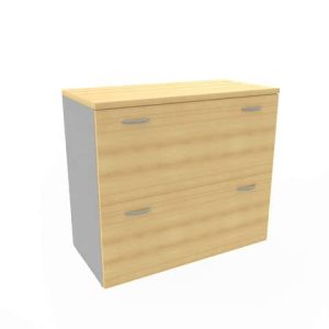 Armadio basso faggio con scocca trama scocca trama antracite 90x45xH.81,5 con due classificatori estraibili Practika