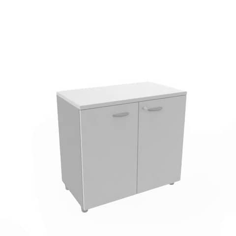 Armadio basso altezza scrivania ante grigio scocca antracite 80x45xH.73 cm Practika Quadrifoglio - ECEB80B-GR-TA-GR