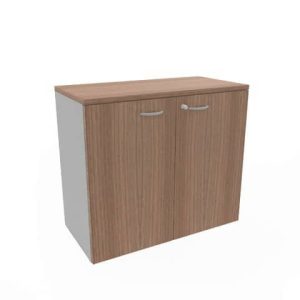 Armadio basso con ante noce canaletto scocca trama antracite 90x45xH.81,5 cm Practika Quadrifoglio - ECEB90B-NO-TA-NO