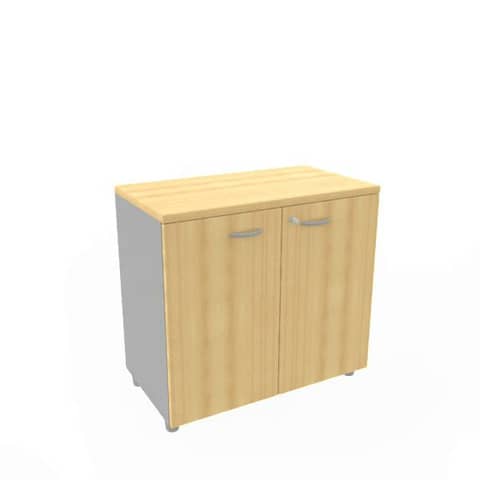 Armadio basso altezza scrivania ante faggio scocca antracite 80x45xH.73 cm Practika Quadrifoglio - ECEB80B-FA-TA-FA