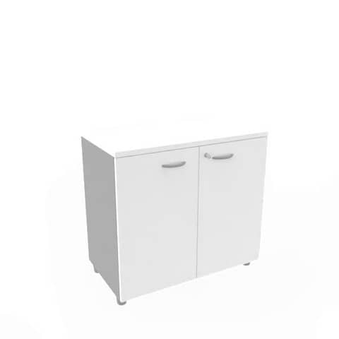Armadio basso altezza scrivania ante bianco scocca antracite 80x45xH.73 cm Practika Quadrifoglio - ECEB80B-BA-TA-BA