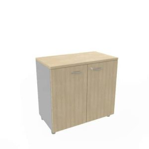 Armadio basso altezza scrivania ante rovere scocca antracite 80x45xH.73 cm Practika Quadrifoglio - ECEB80B-RK-TA-RK