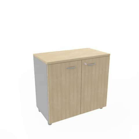 Armadio basso altezza scrivania ante rovere scocca antracite 80x45xH.73 cm Practika Quadrifoglio - ECEB80B-RK-TA-RK