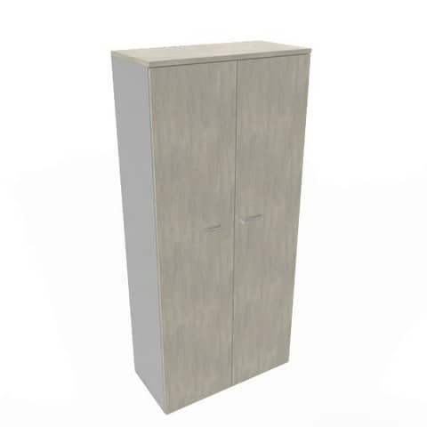 Armadio alto con ante battenti cemento scocca trama antracite 90x45xH.200 cm Practika Quadrifoglio - ECES90S-CL-TA-CL